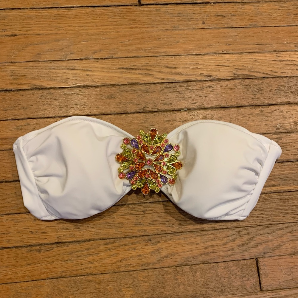 Victoria’s Secret Swim white strapless bandeau bikini top